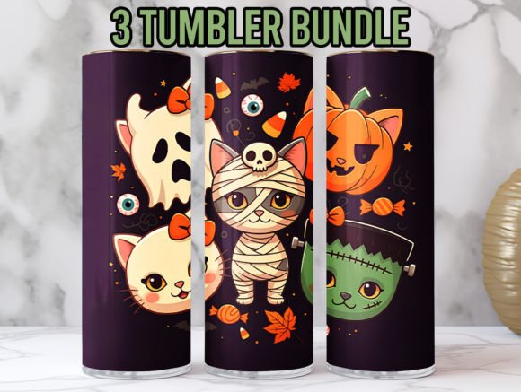 Download Halloween Cat Pattern Tumbler Wrap Png - Cat Collection