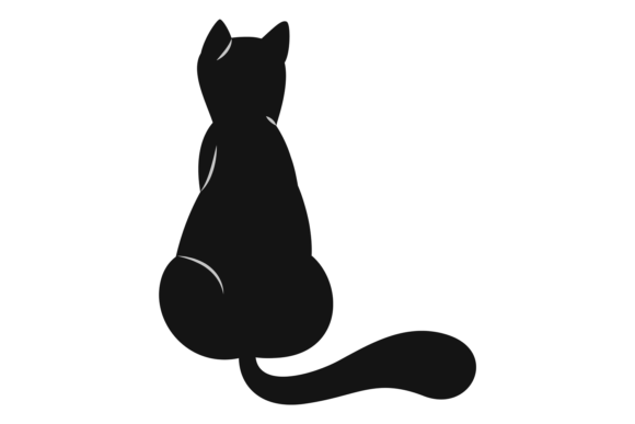 Download Black Cat Silhouette. Sitting Pet Back V - Cat Collection