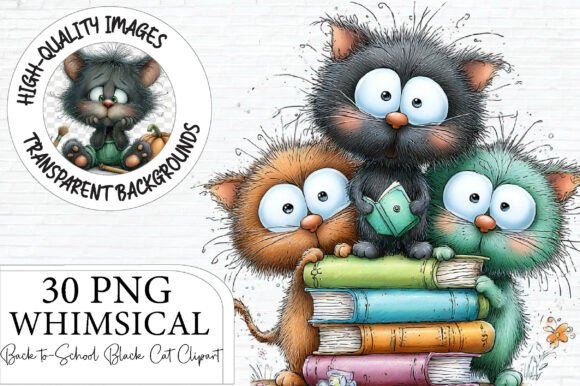 Download Back to School Black Cat Clipart - Cat Collection
