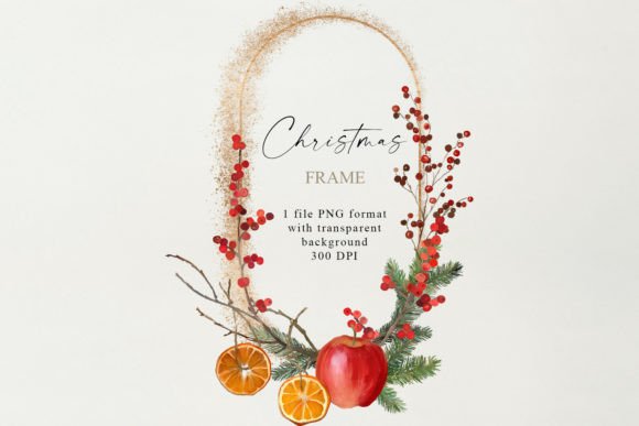 Download Christmas Frame with Apples and Oranges - Premium Bundle