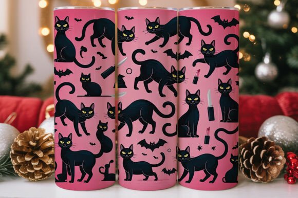 Download Spooky Pink Cat 20oz Tumbler Wrap - Cat Collection