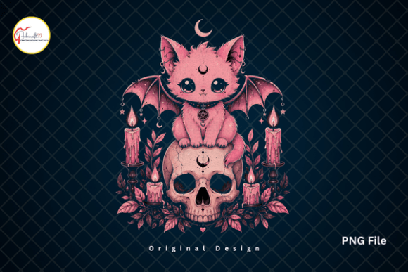 Download Cute Pastel Goth Pink Gothic Bat Cat PNG - Cat Collection