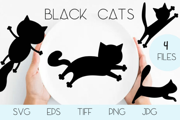 Download Black Cat Silhouette Vector SVG Handline - Cat Collection