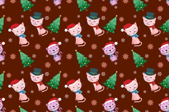 Download Cute Cat with Christmas Hat and Tree. - Cat Collection