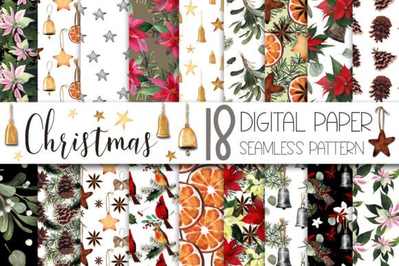 Download Christmas Watercolor Seamless Pattern Se - Premium Bundle