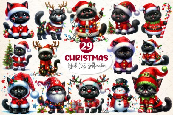 Download Christmas Black Cat Clipart, Funny Cats - Cat Collection