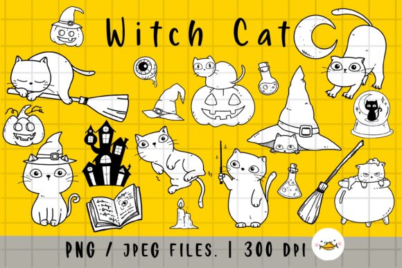 Download Witch White Cat PNG, Halloween Clipart - Cat Collection