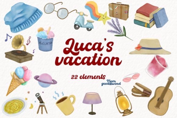 Download Luca's Vacation Vintage Elements Clipart - Cat Collection