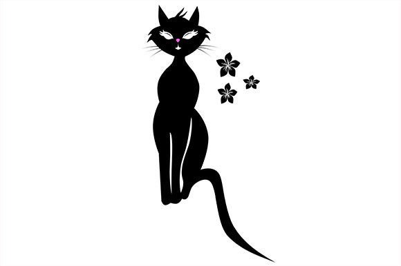Download Posh Kitty Black Cat Silhouette Graphic - Cat Collection