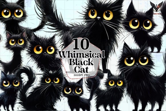 Download Whimsical Black Cat Clipart PNG - Cat Collection