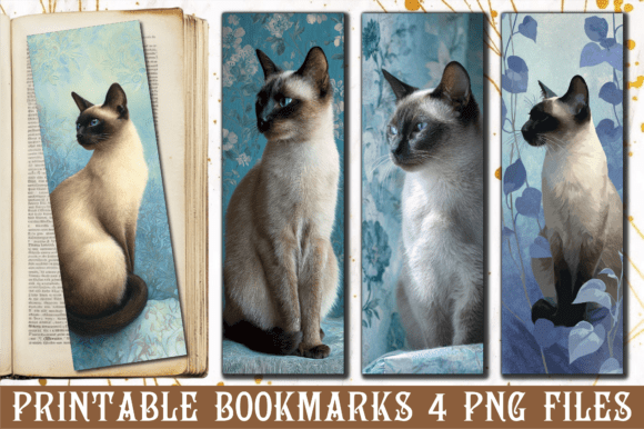Download Siamese Cat Blue Aesthetic Art Bookmark - Cat Collection