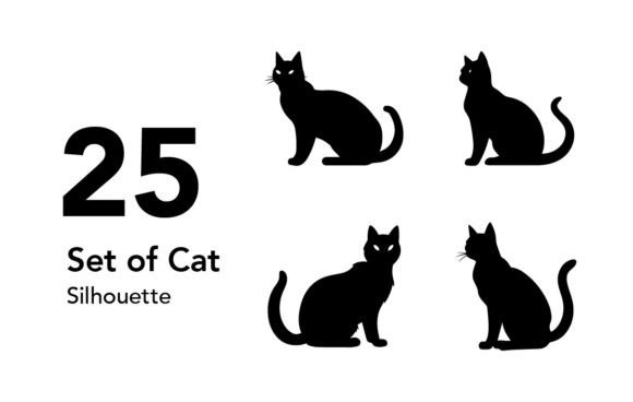 Download Set of Black Cat Silhouette - Cat Collection