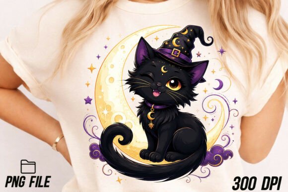 Download Mystic Black Cat Moon PNG - Cat Collection