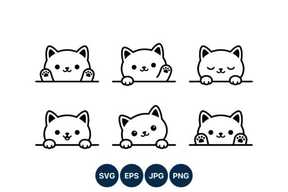 Download Cute Cat Facial Expressions Vector Art - Cat Collection