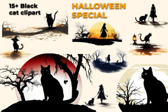 Download Cute Black Cat Halloween Clipart - Cat Collection