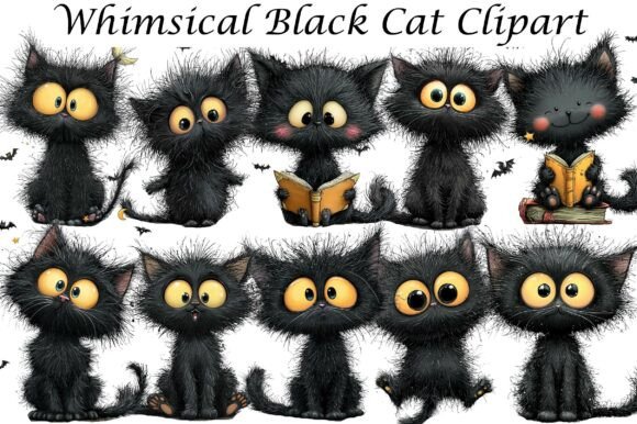 Download Whimsical Black Cat Clipart - Cat Collection