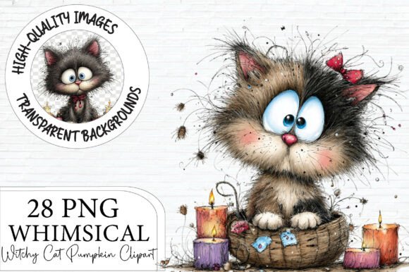Download Witchy Cat Pumpkin Clipart - Cat Collection